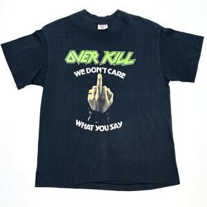 Vintage OVERKILL Band T Shirt XL Thrash Metal Grunge We Don’t Care F*ck You VTG